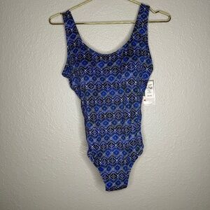 NWT Women's LL Bean one pice swimblock  swimwear Blue  size 12 R